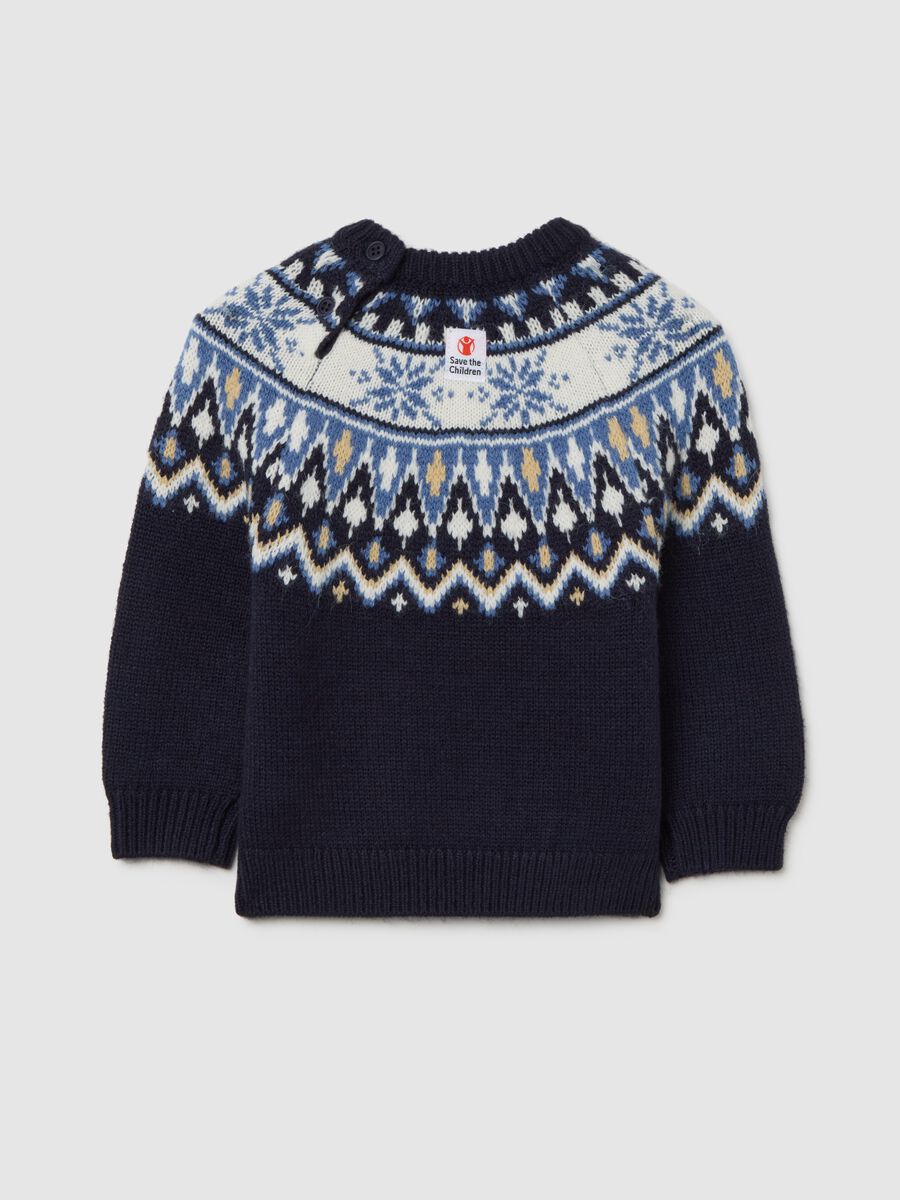 Christmas Jumper Save the Children da neonato con motivo jacquard blu_1
