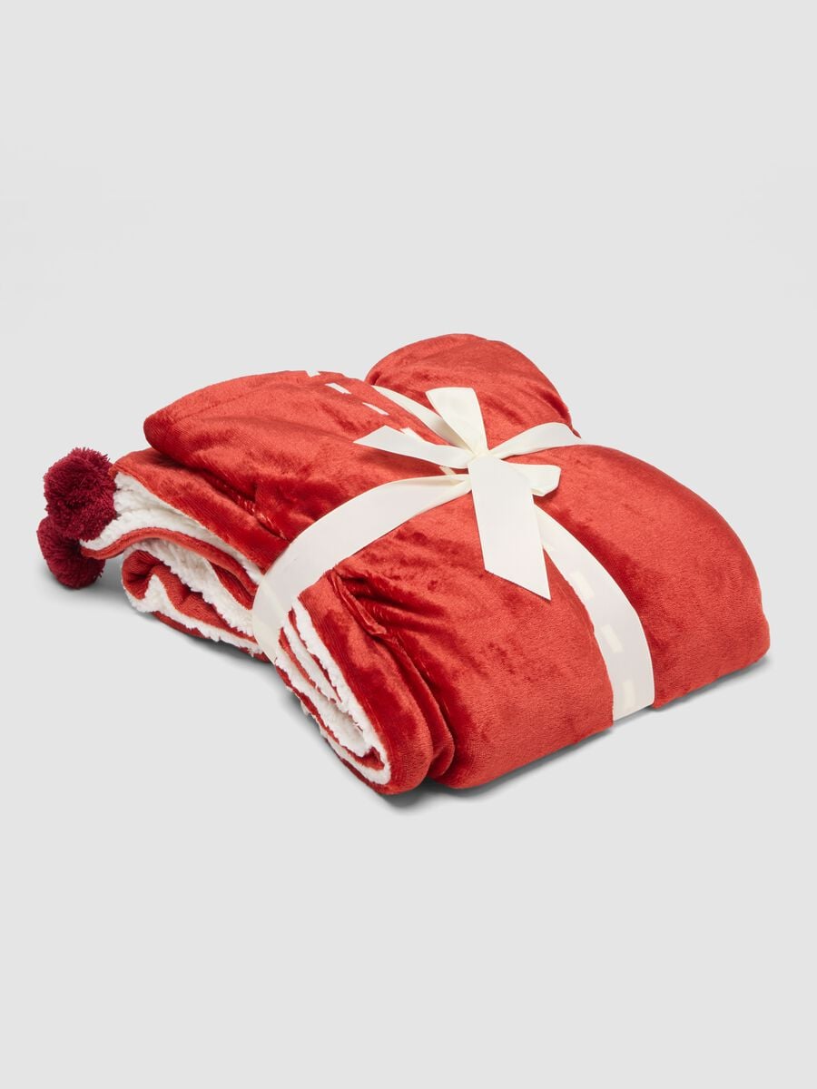 Coperta rossa e bianca effetto vellutato con interno_0