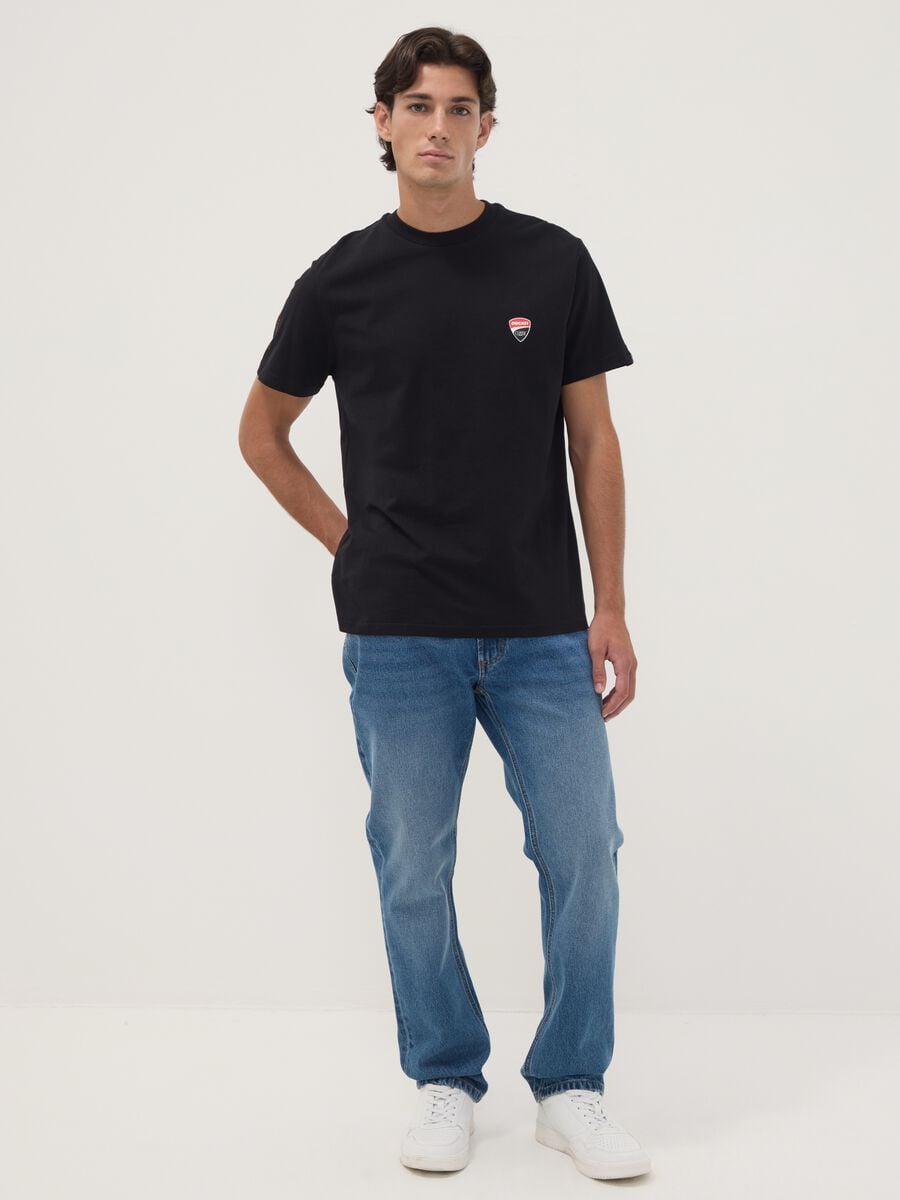 Black pure cotton T-shirt with Ducati print, regular fit_2