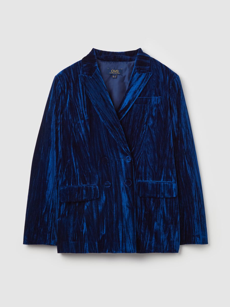 Blazer doppiopetto in velluto effetto crinkle_4