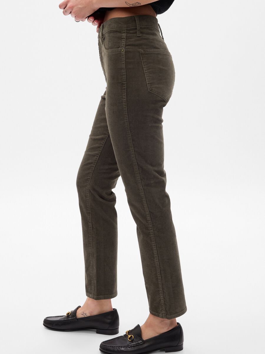 Pantaloni slim fit a vita alta in corduroy_2