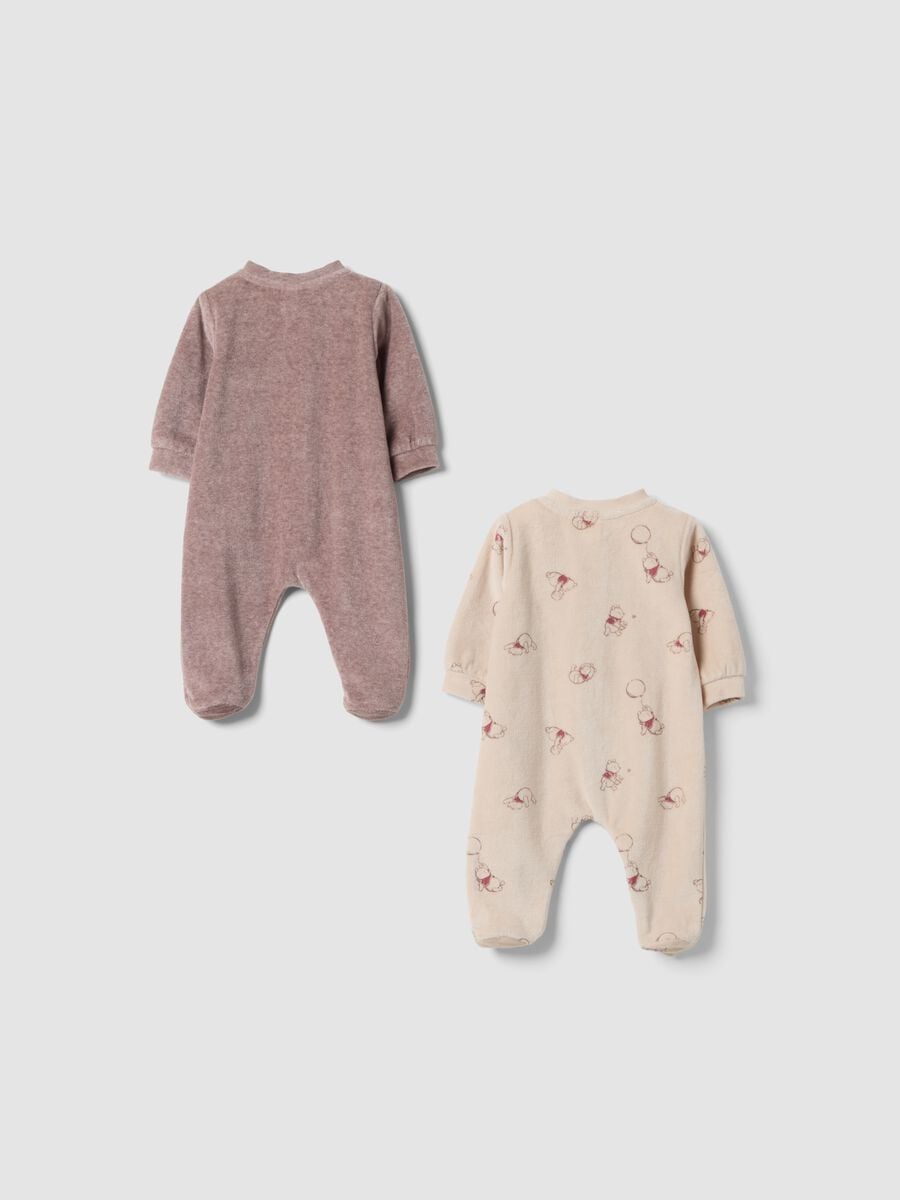 2-pack beige Winnie the Pooh embroidered cotton-blend sleepsuits_1