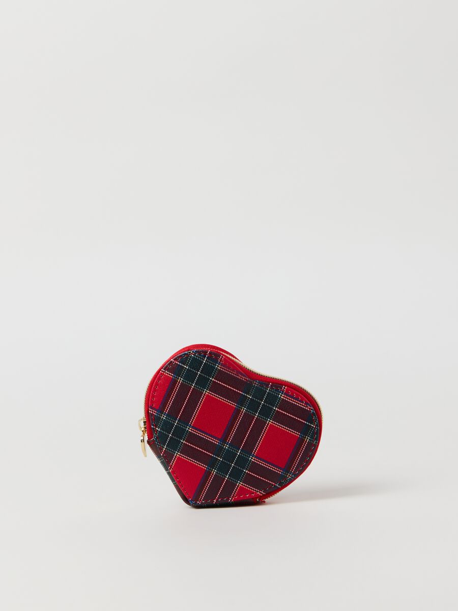 Porta monete a cuore fantasia tartan_0