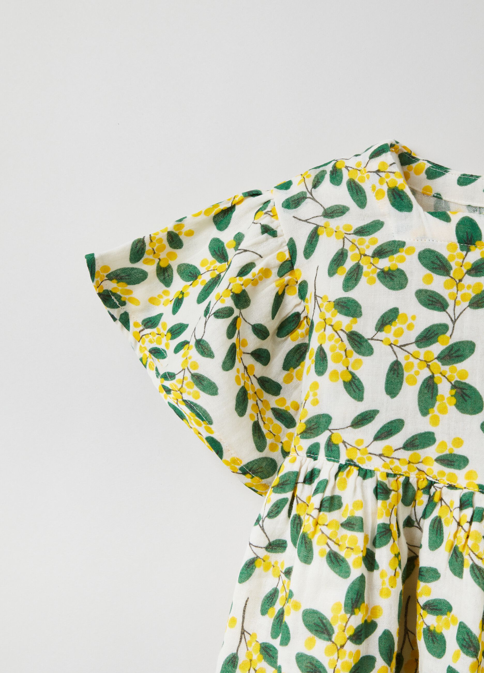 Blusa in cotone con stampa mimose_2