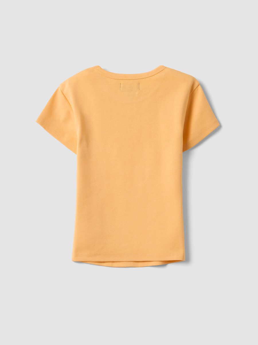 T-shirt fitted in cotone elasticizzato arancione da ragazza_1
