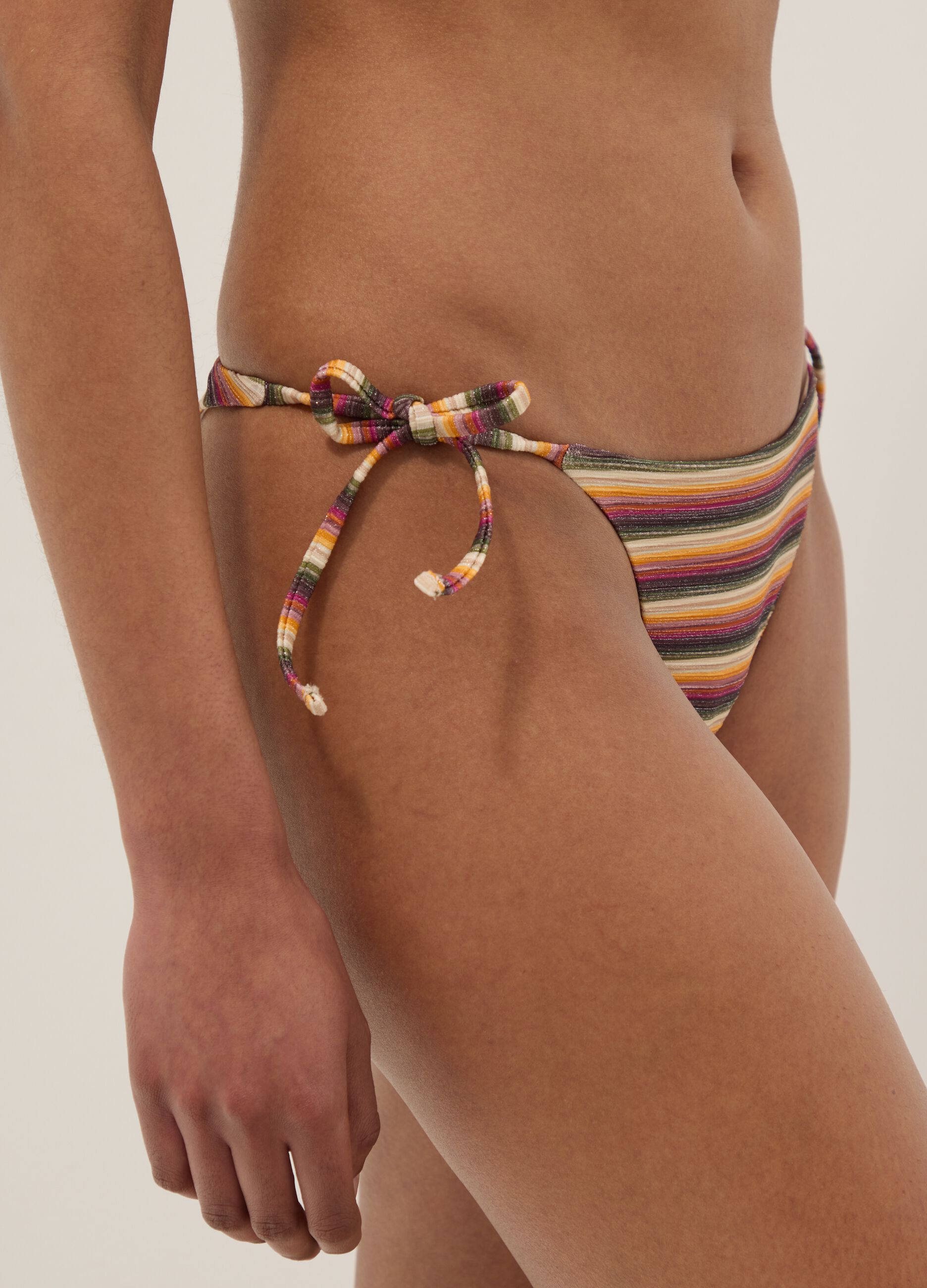 Multicolour striped stretch bikini bottoms