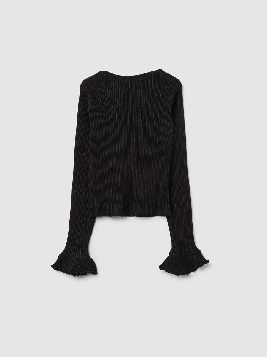 Maglia da ragazza in cotone elasticizzato nera regular fit_4