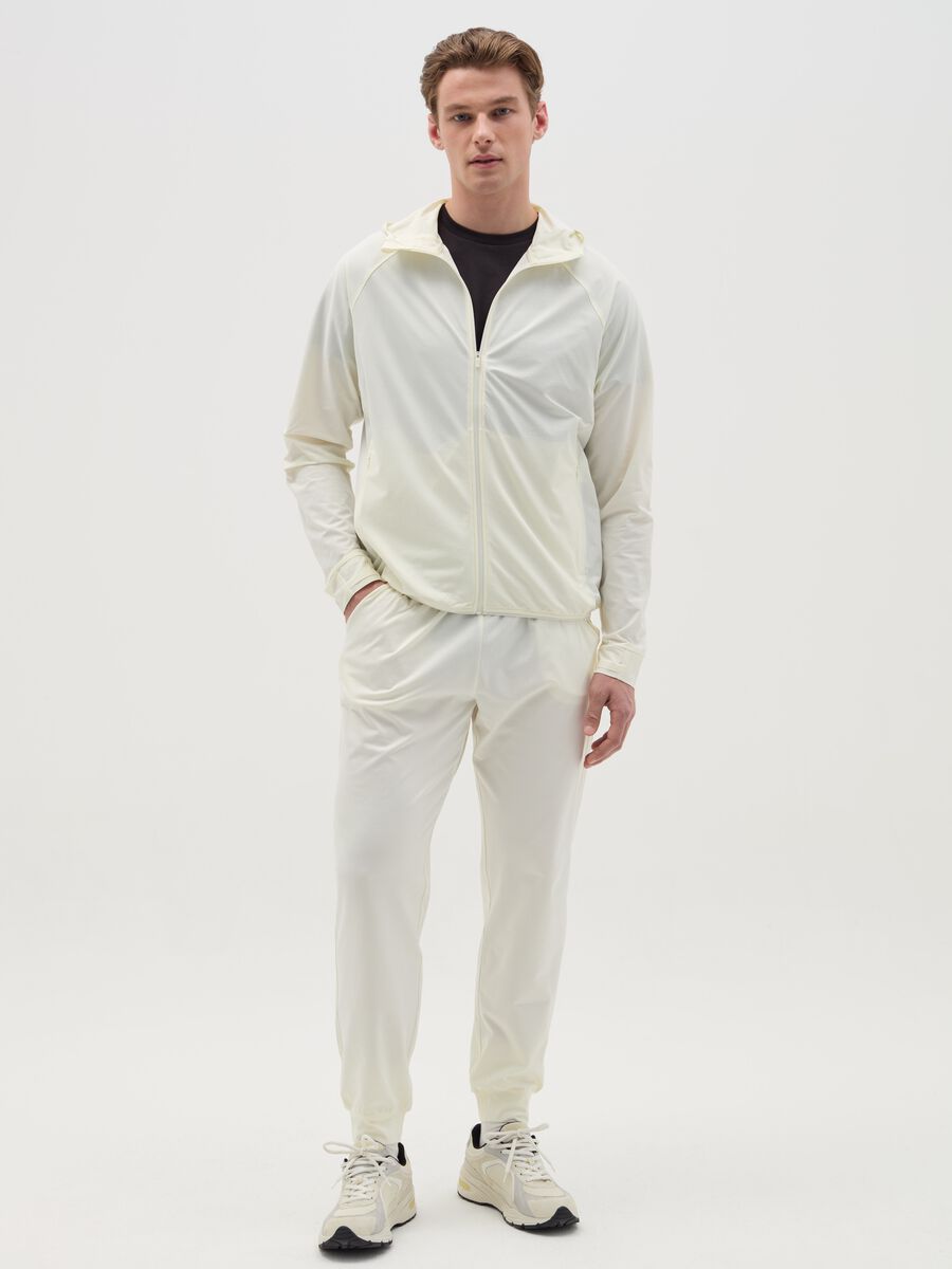 Full-zip sweatshirt in technical fabric with hood_1