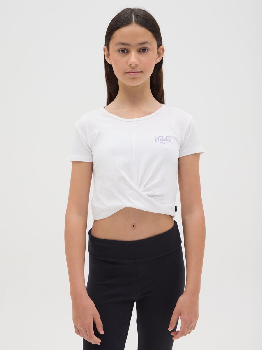 Girls’ slim-fit T-shirt in white stretch cotton_0