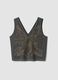 Grey embroidered V-neck top_0