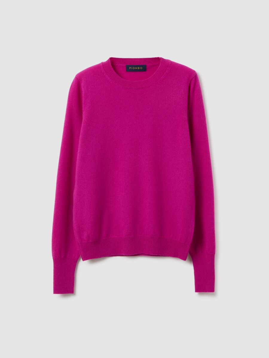 Purple crew neck sweater in pure cashmere regular fit_4
