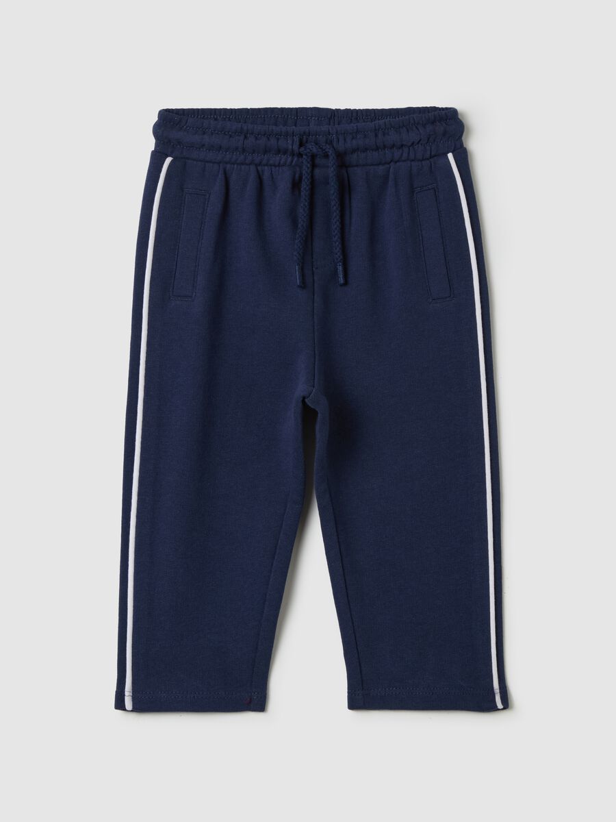 Joggers with drawstring and contrasting piping_0