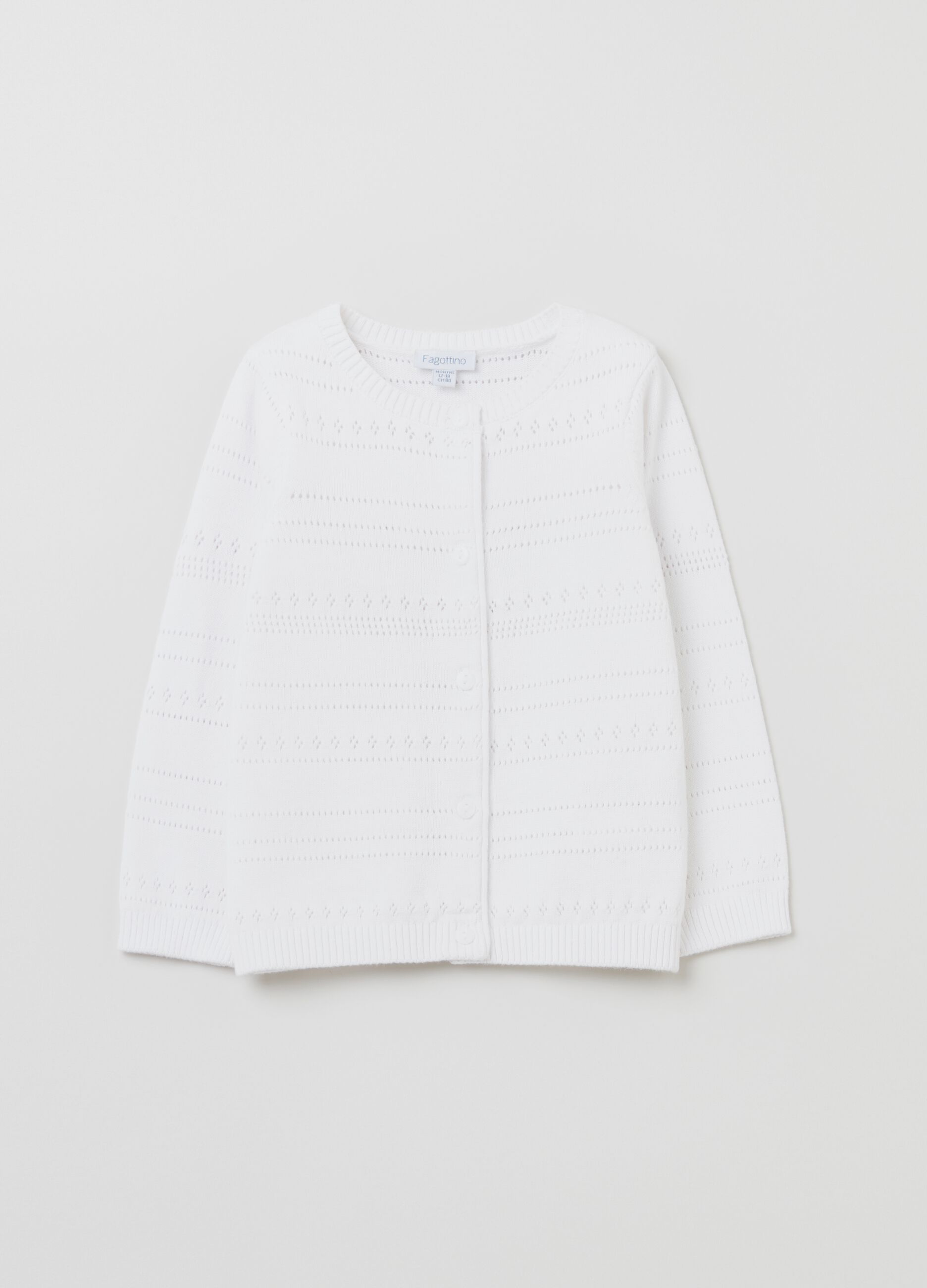 Cardigan in cotone con lavorazione pointelle