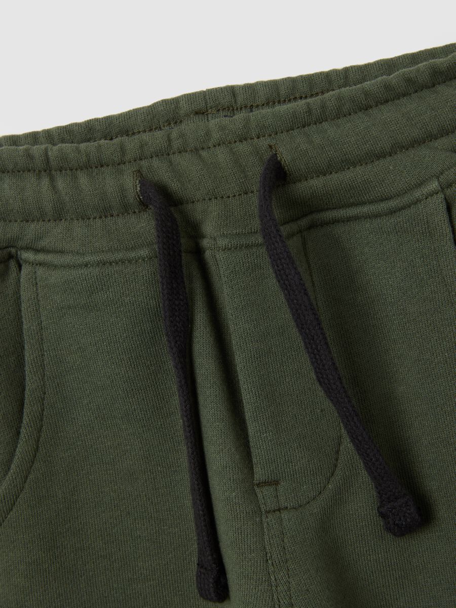 Regular fit green cotton blend kid's joggers_2