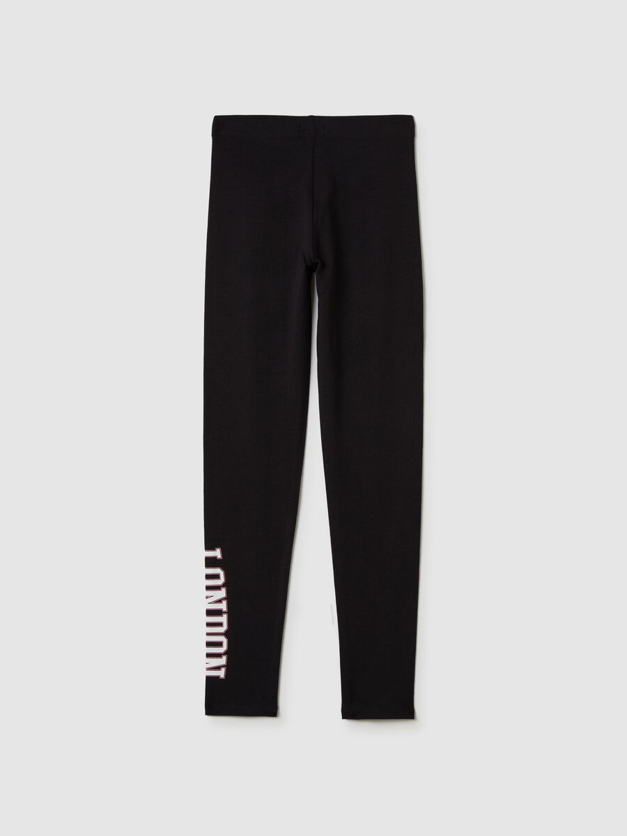 Leggings in cotone stretch con stampa _4