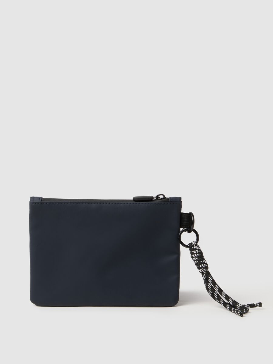 Blue Wallet with Zip and Braided Details_1