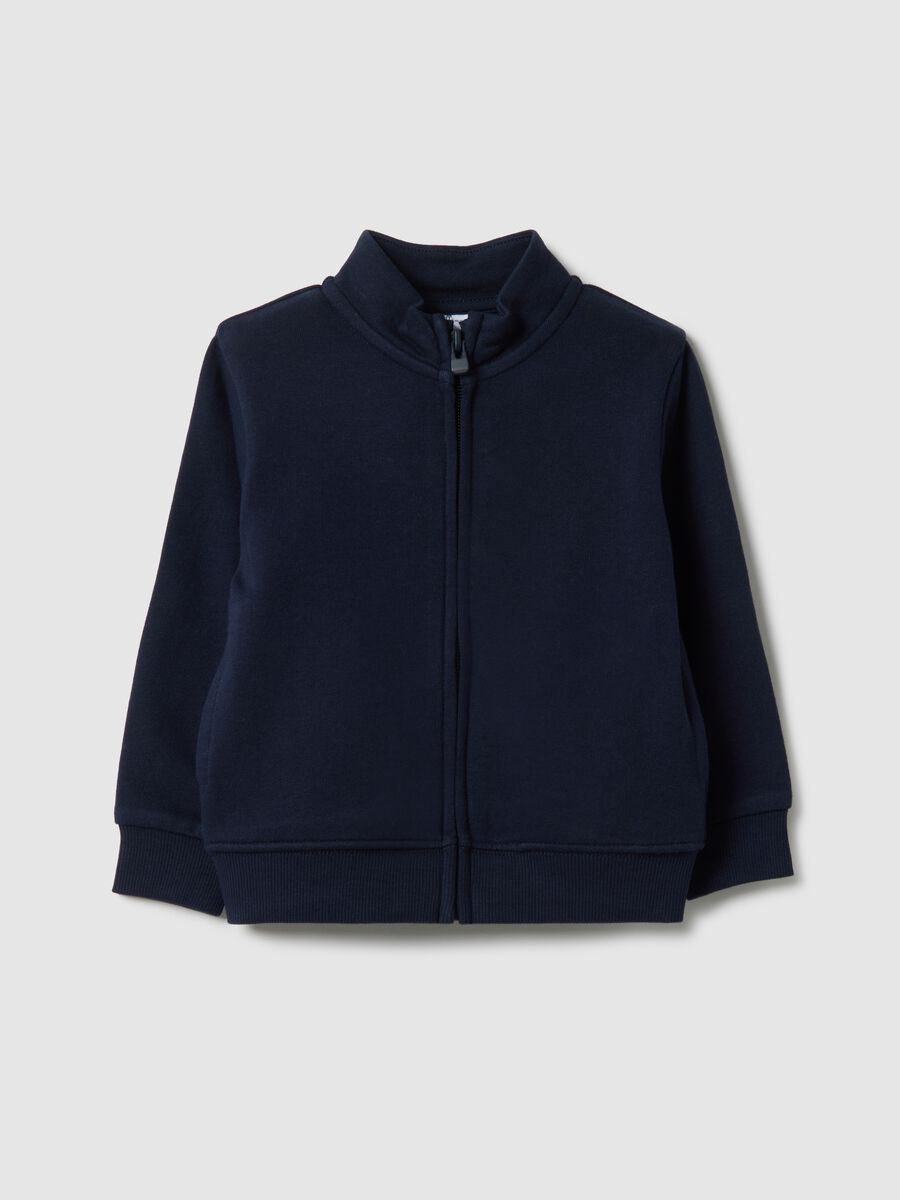 Blue pure cotton sweatshirt for boys, regular fit with zip_0