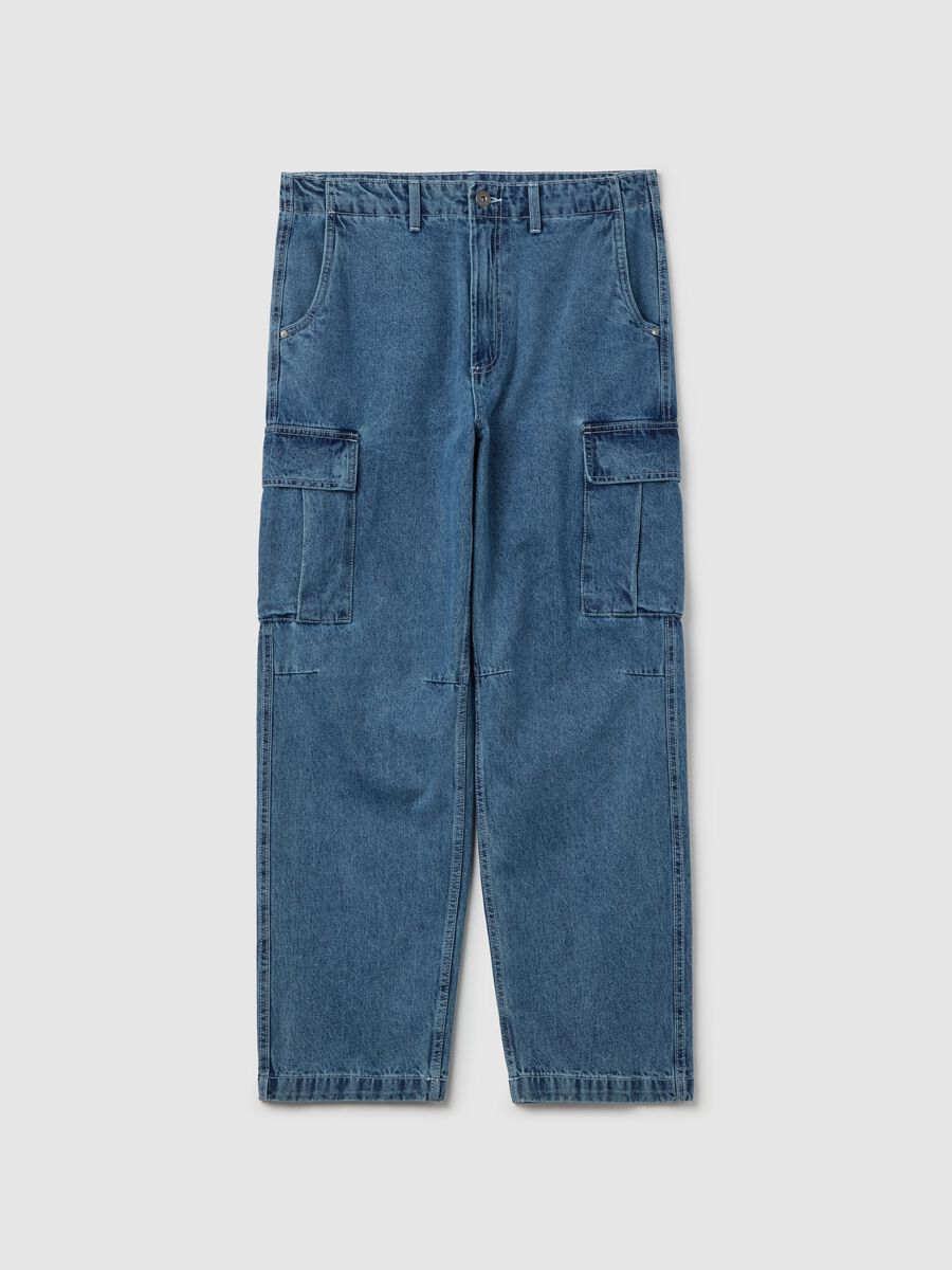 Acid wash cargo jeans_4