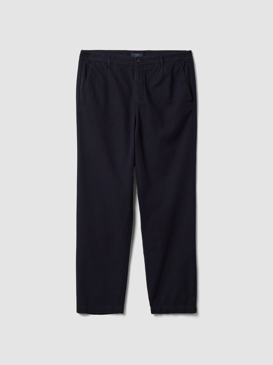 Black pure cotton carrot-fit chino trousers_0