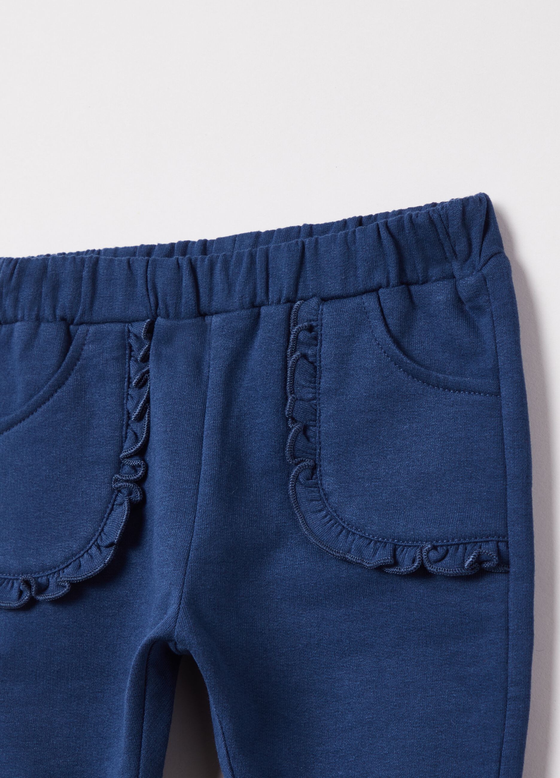 Pantaloni in cotone felpato con rouches_2