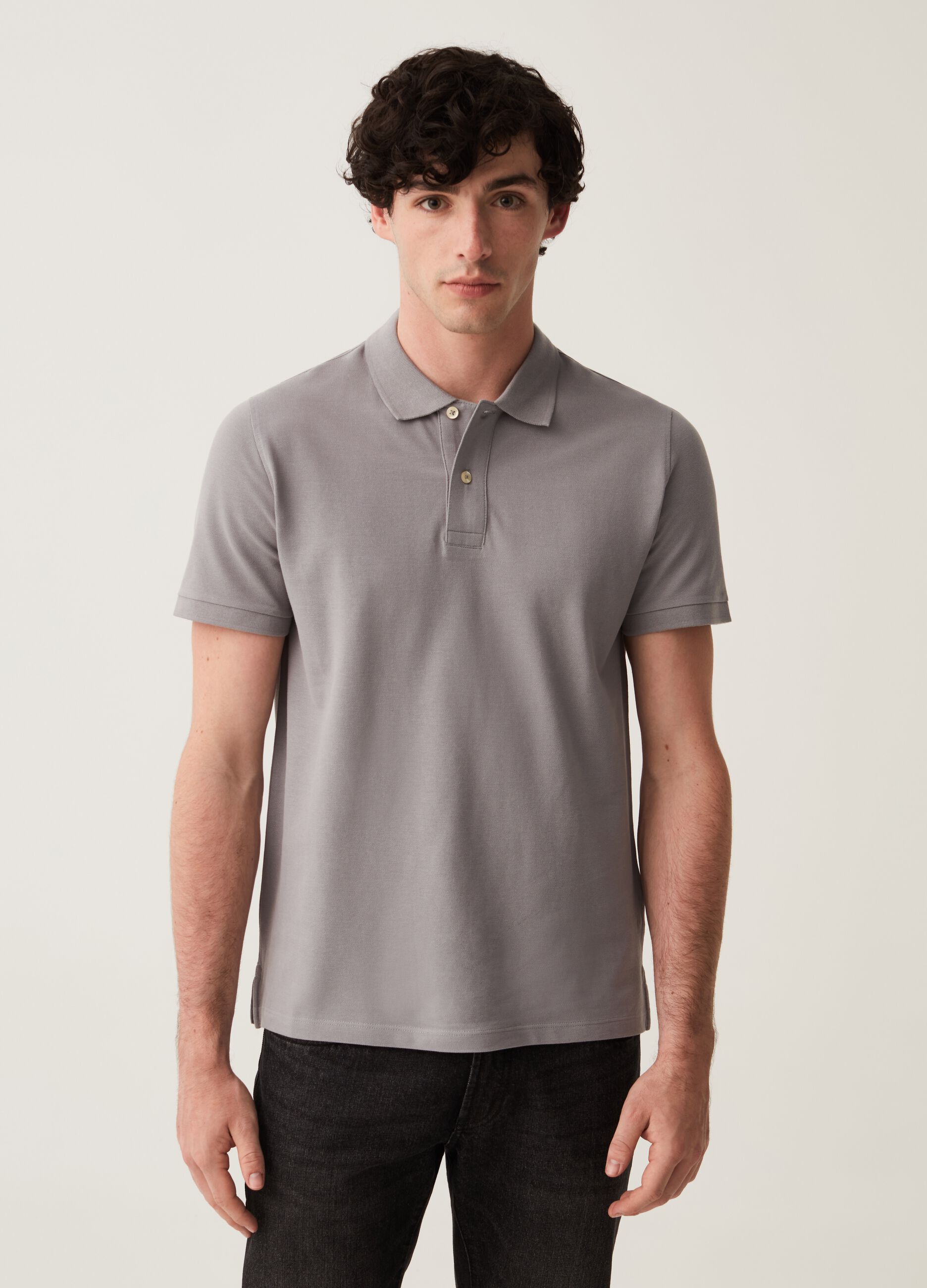 Organic cotton pique polo shirt