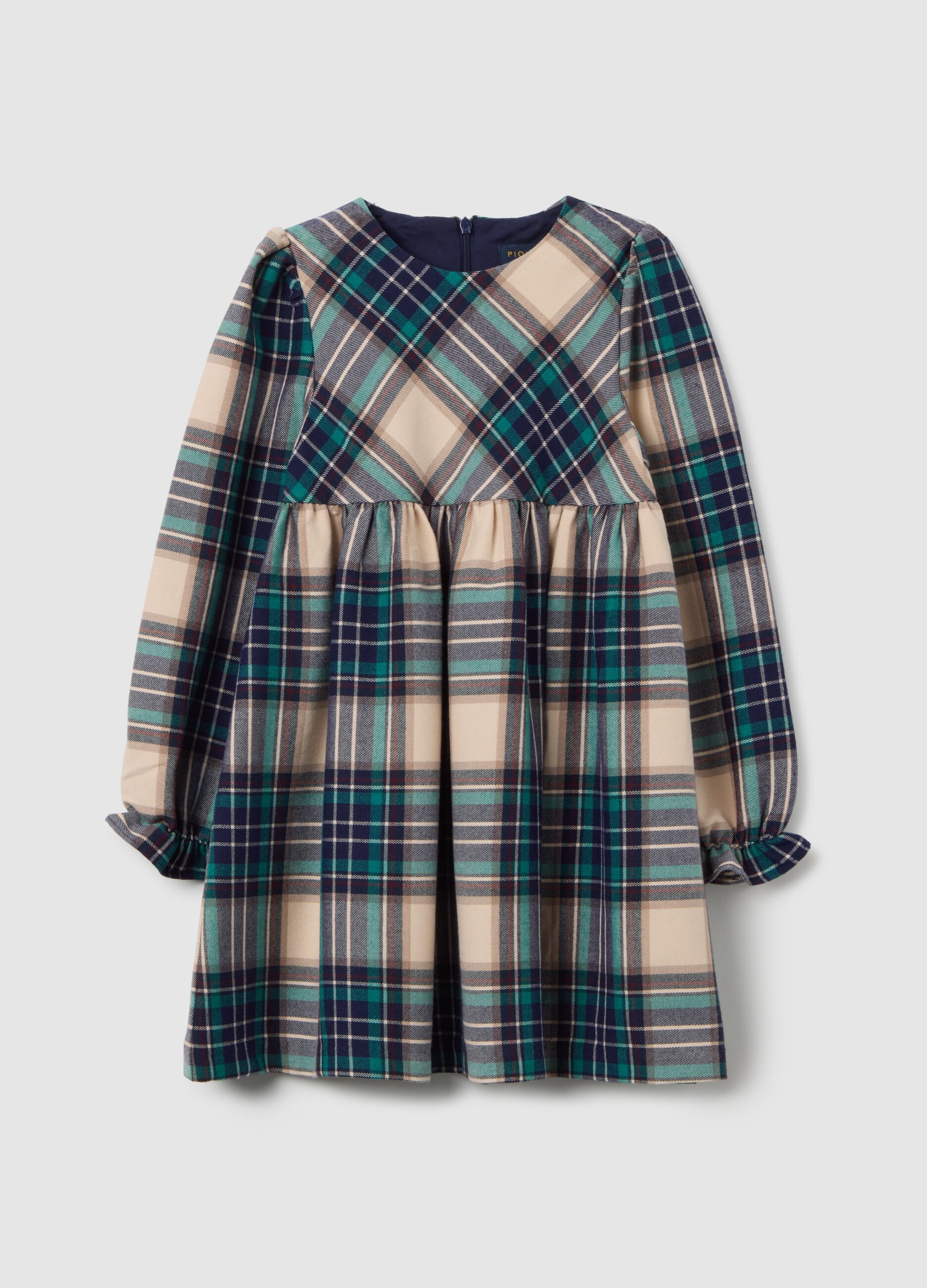 Girls' Multicolour Checked Flannel Dress - Regular Fit