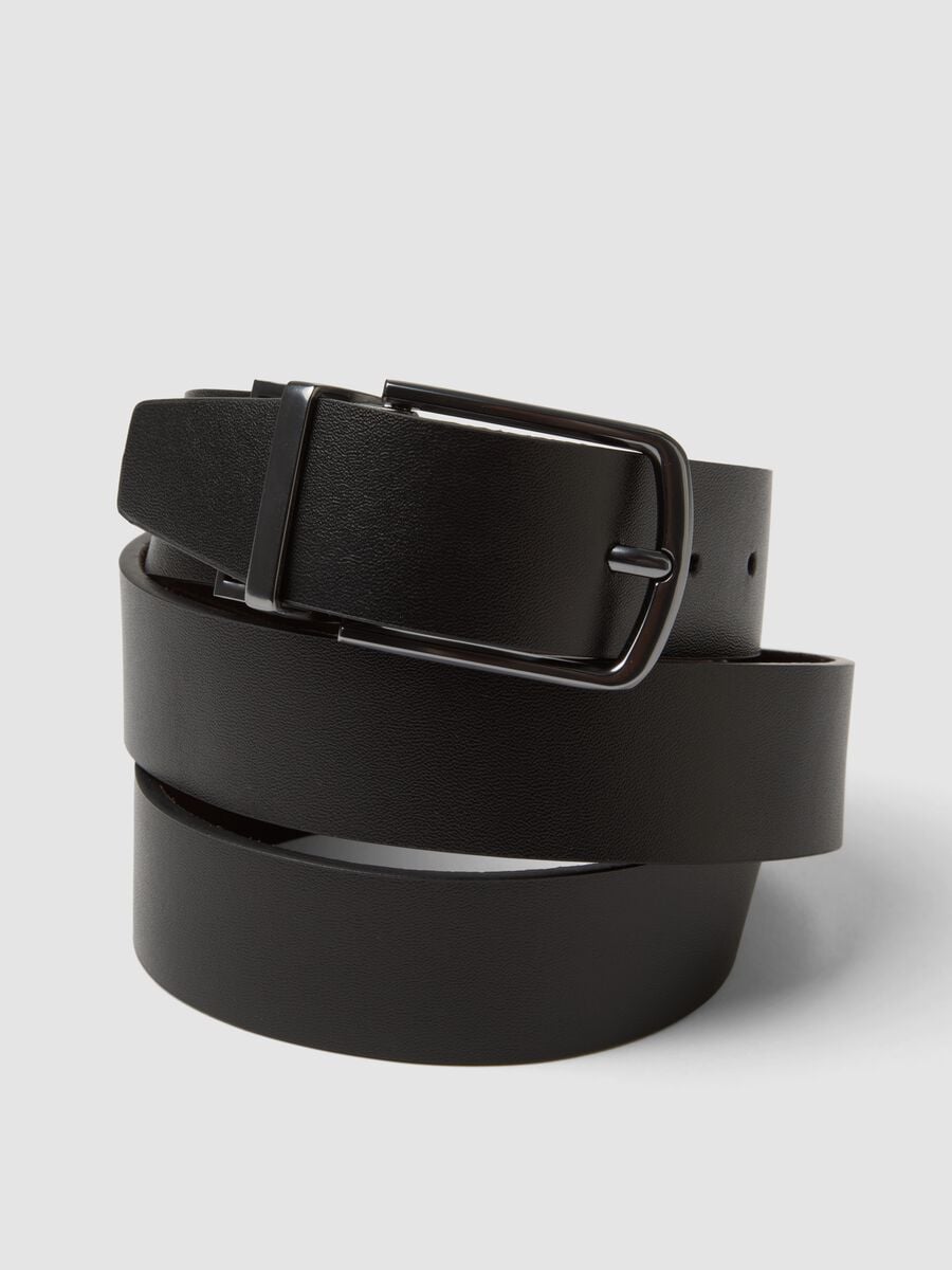 Cintura marrone reversibile in vera pelle con fibbia in metallo_2