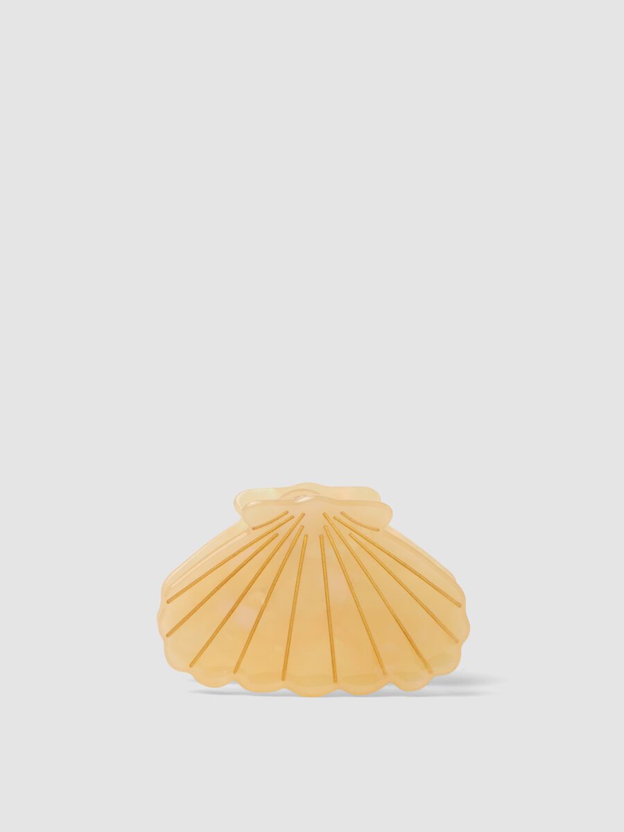 Yellow shell-shaped hair clip_0