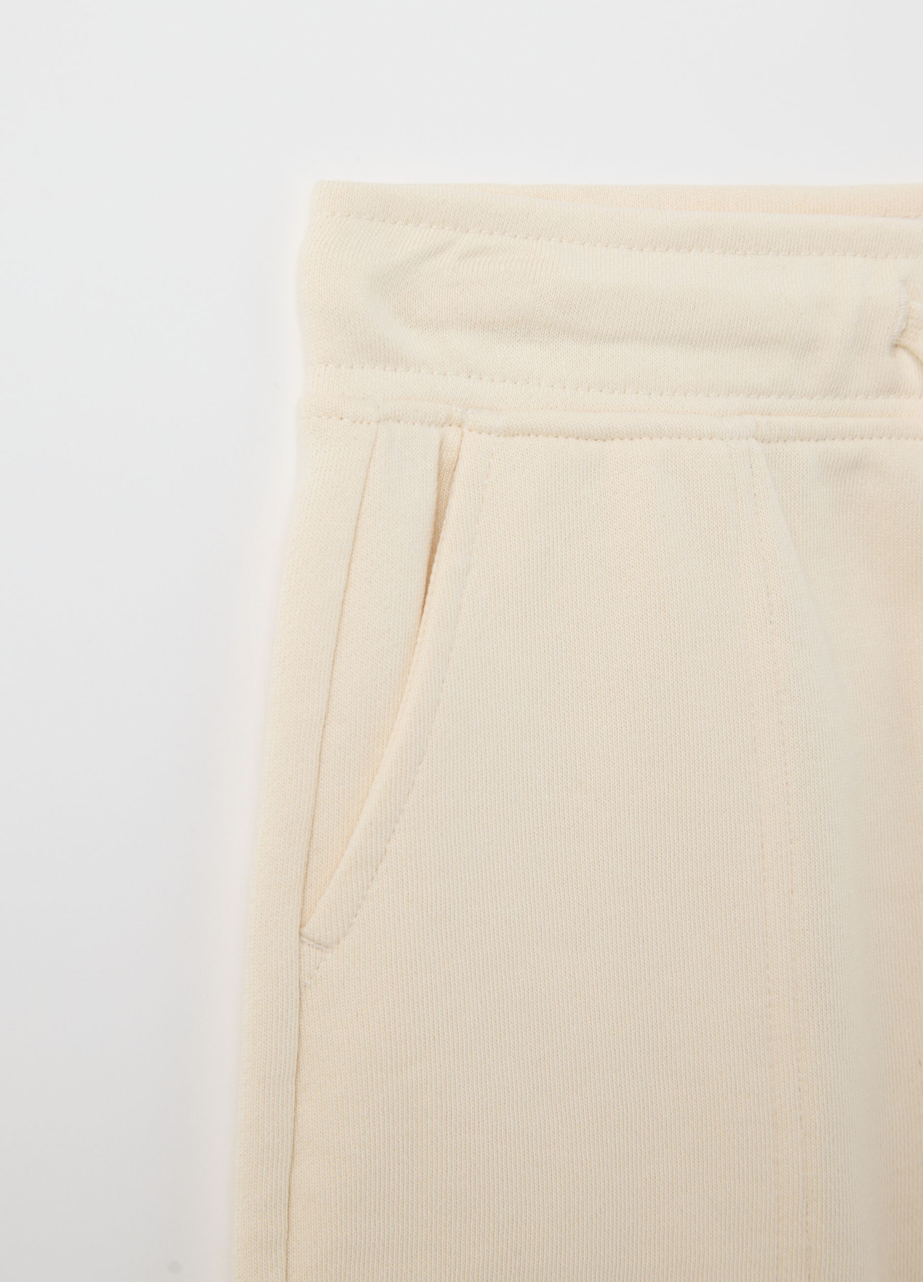 White worker Bermuda shorts in cotton with drawstring
