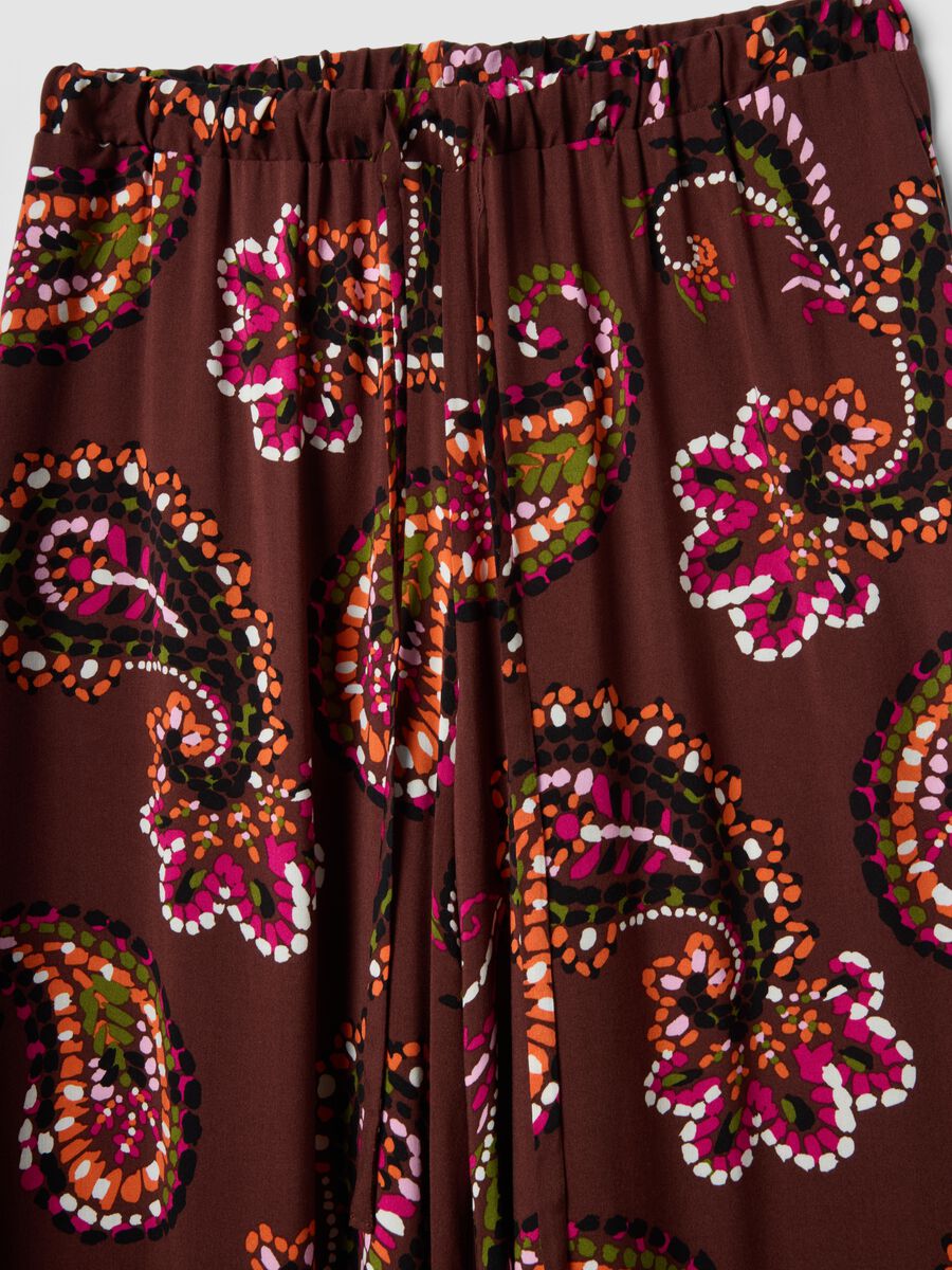 Brown pure viscose palazzo trousers_5