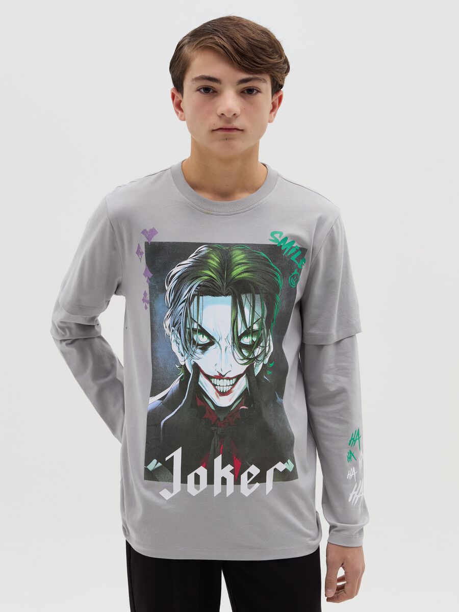 T-shirt con maniche a strati stampa Joker_0