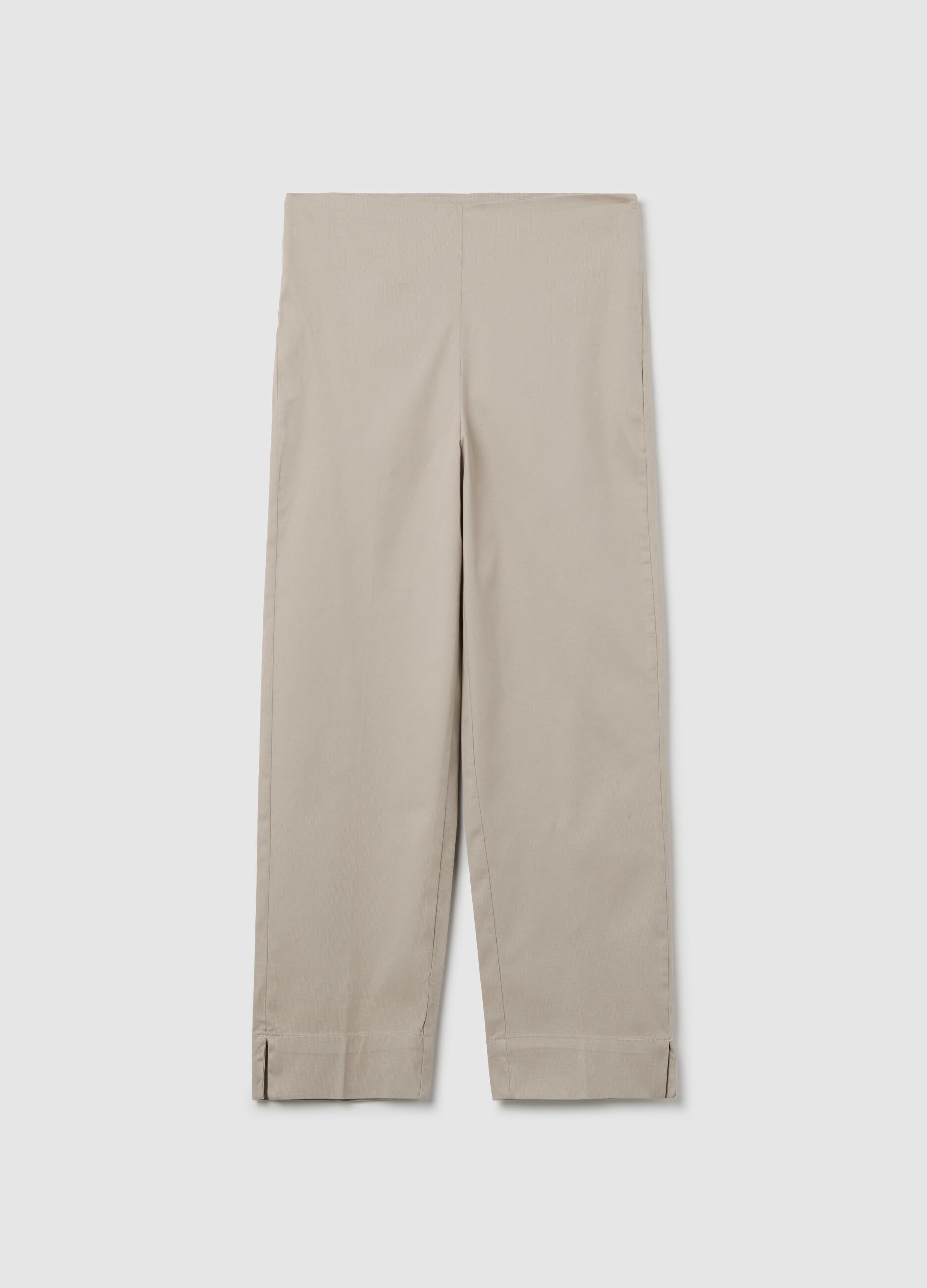 Beige cropped cigarette trousers