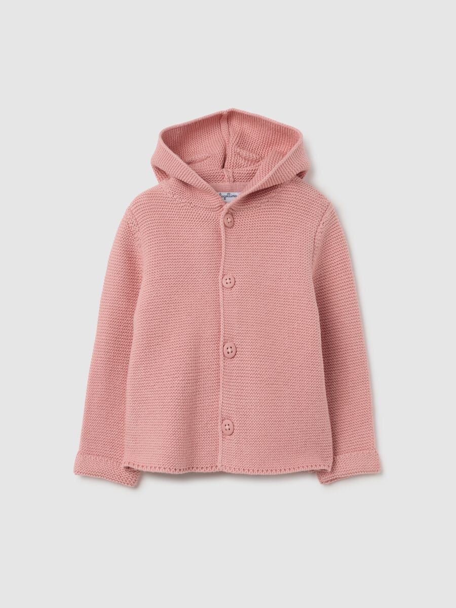 Cardigan da neonato in puro cotone rosa regular fit_0