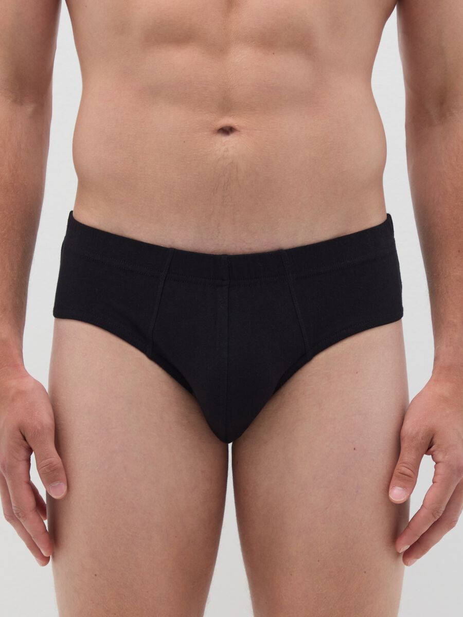 Set of black cotton regular fit tripack briefs_1