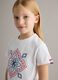 Girls' White Regular Fit Stretch Cotton T-shirt with Print_2