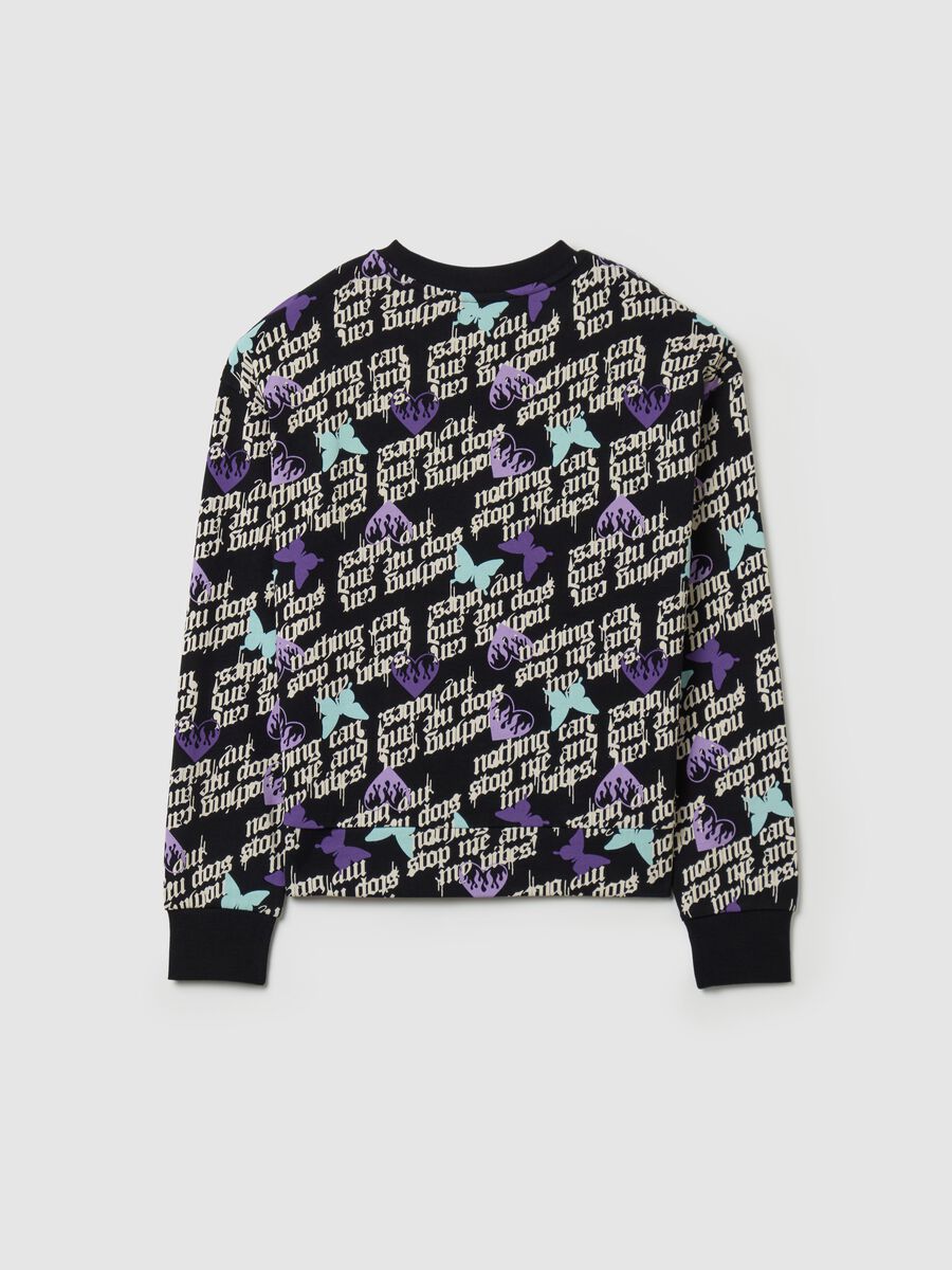Cotton sweatshirt with gothic print_4