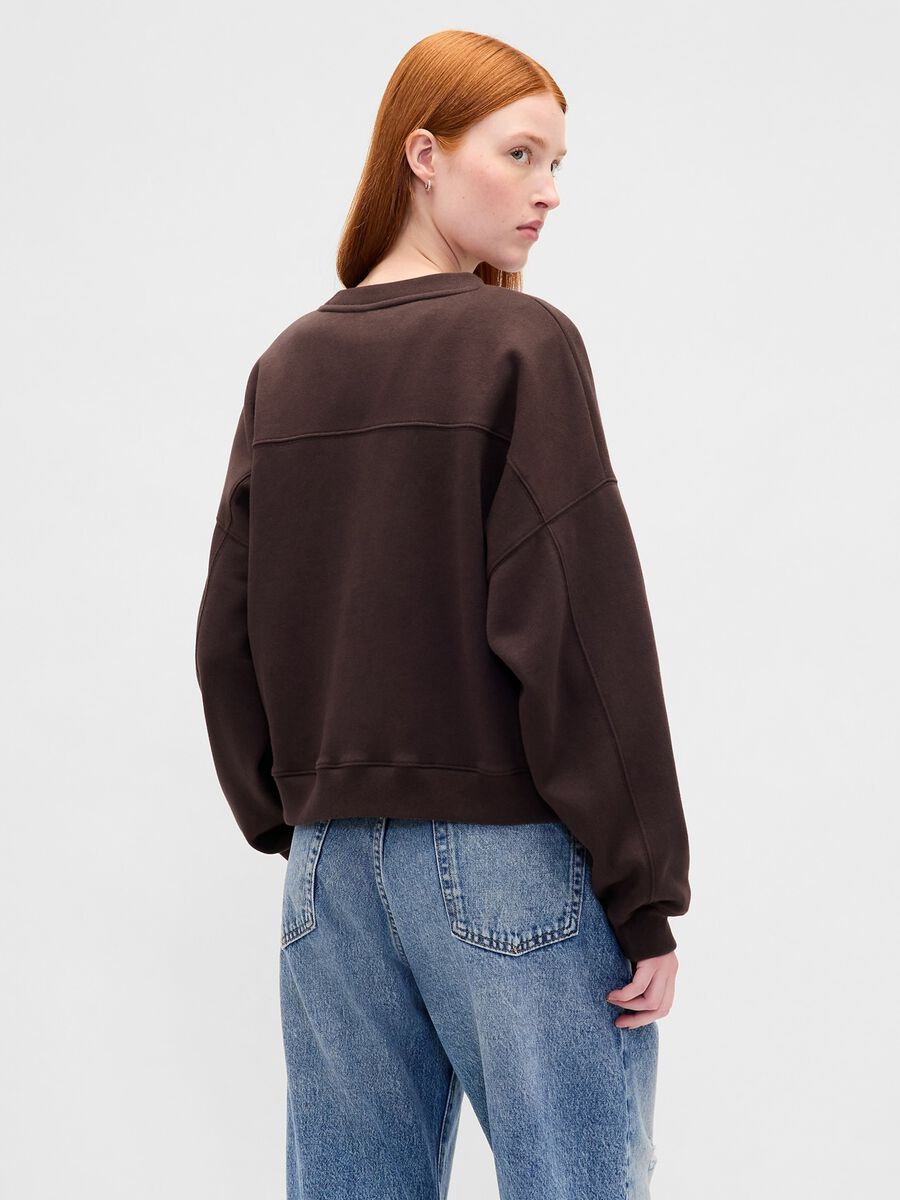 Brown Cotton Blend Crew Neck Sweatshirt_1