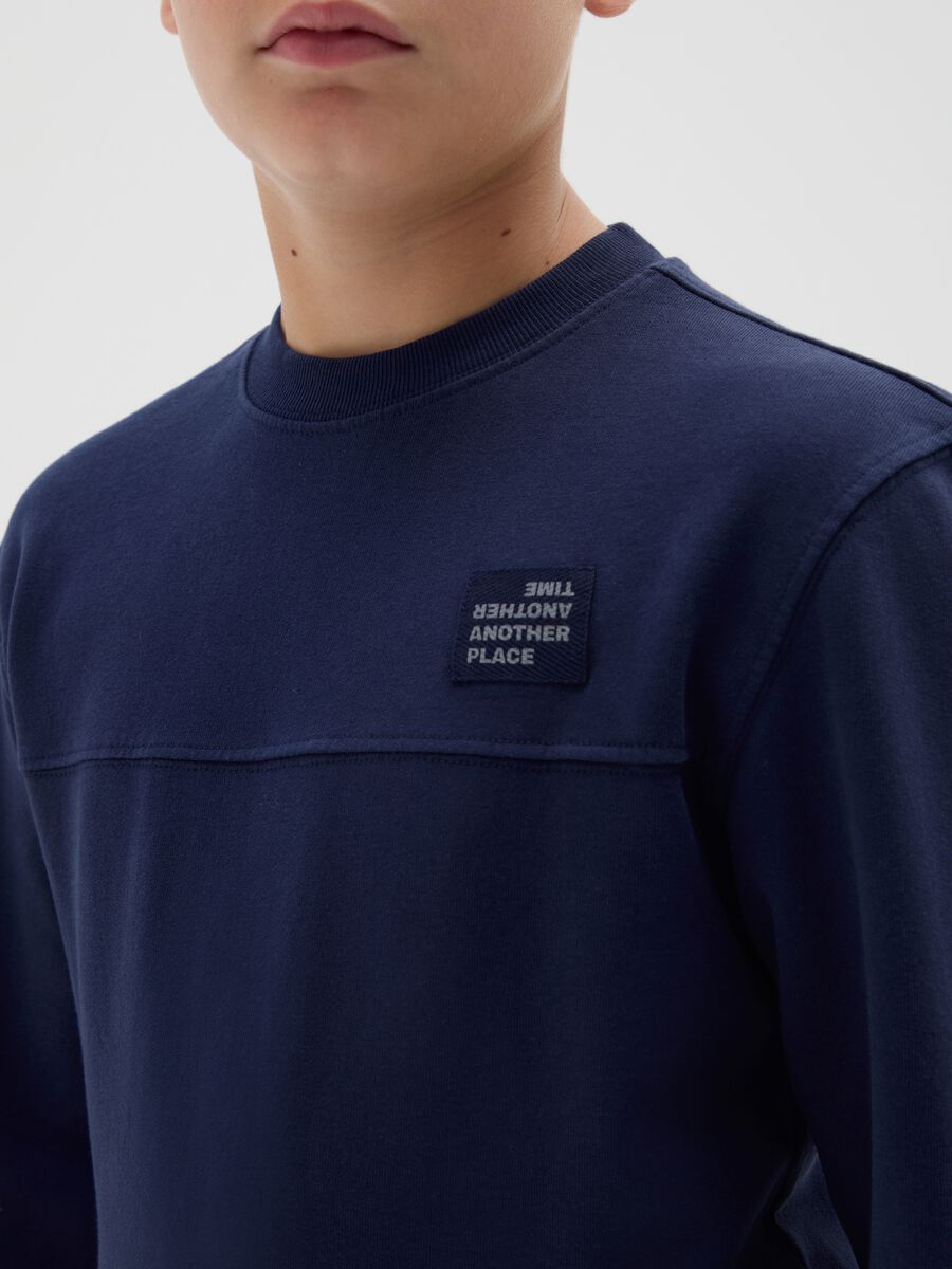 Felpa da ragazzo in puro cotone blu relaxed fit_2