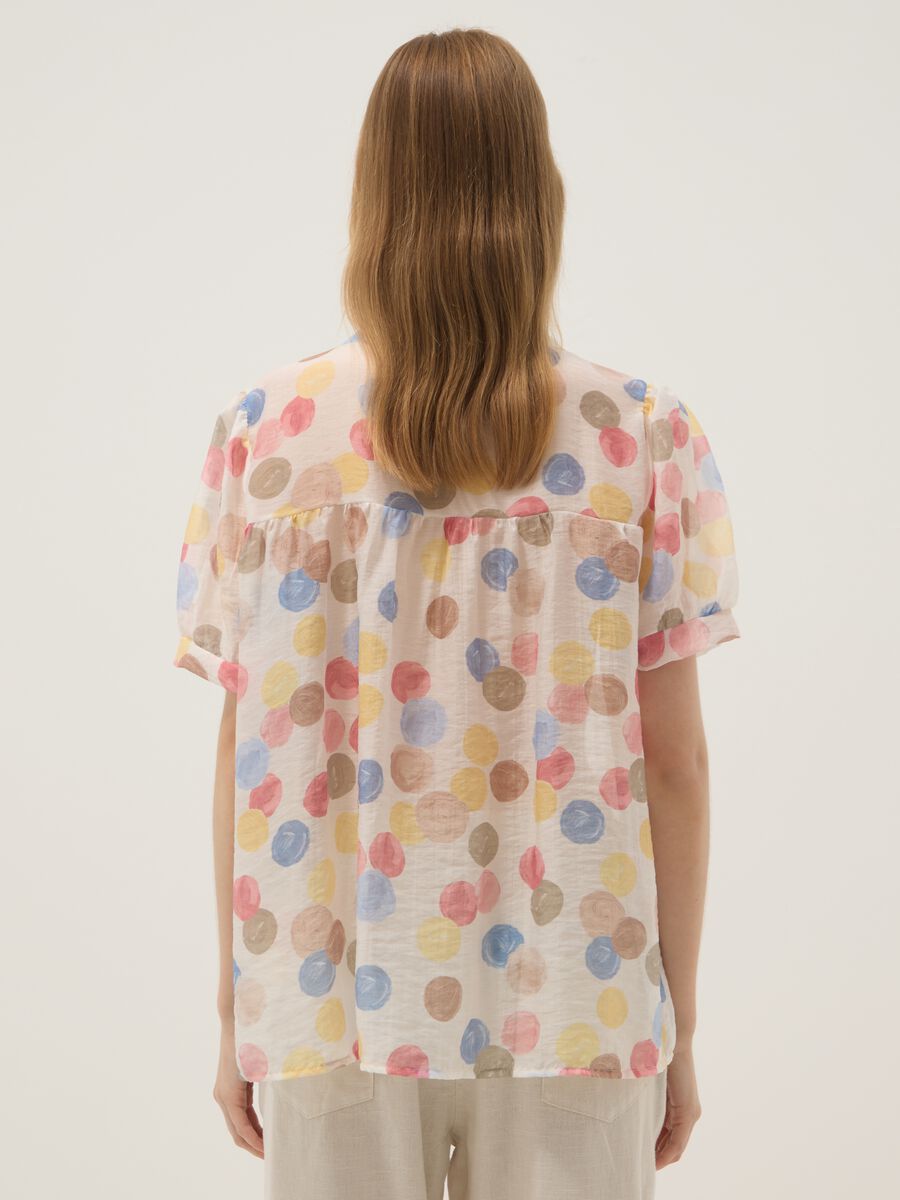 Multicolour lyocell-blend blouse with short sleeves_3