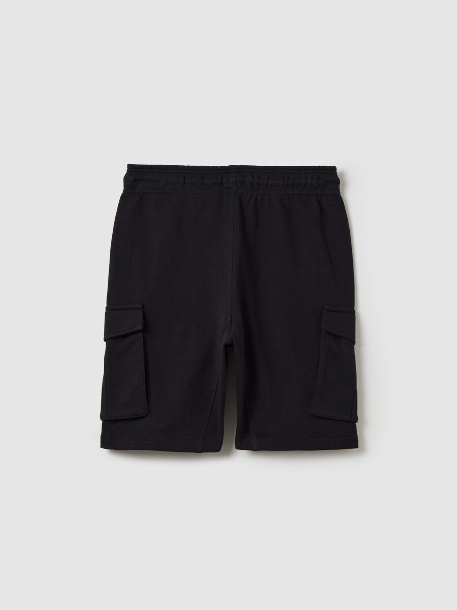 Boys' regular fit black cotton cargo shorts_1