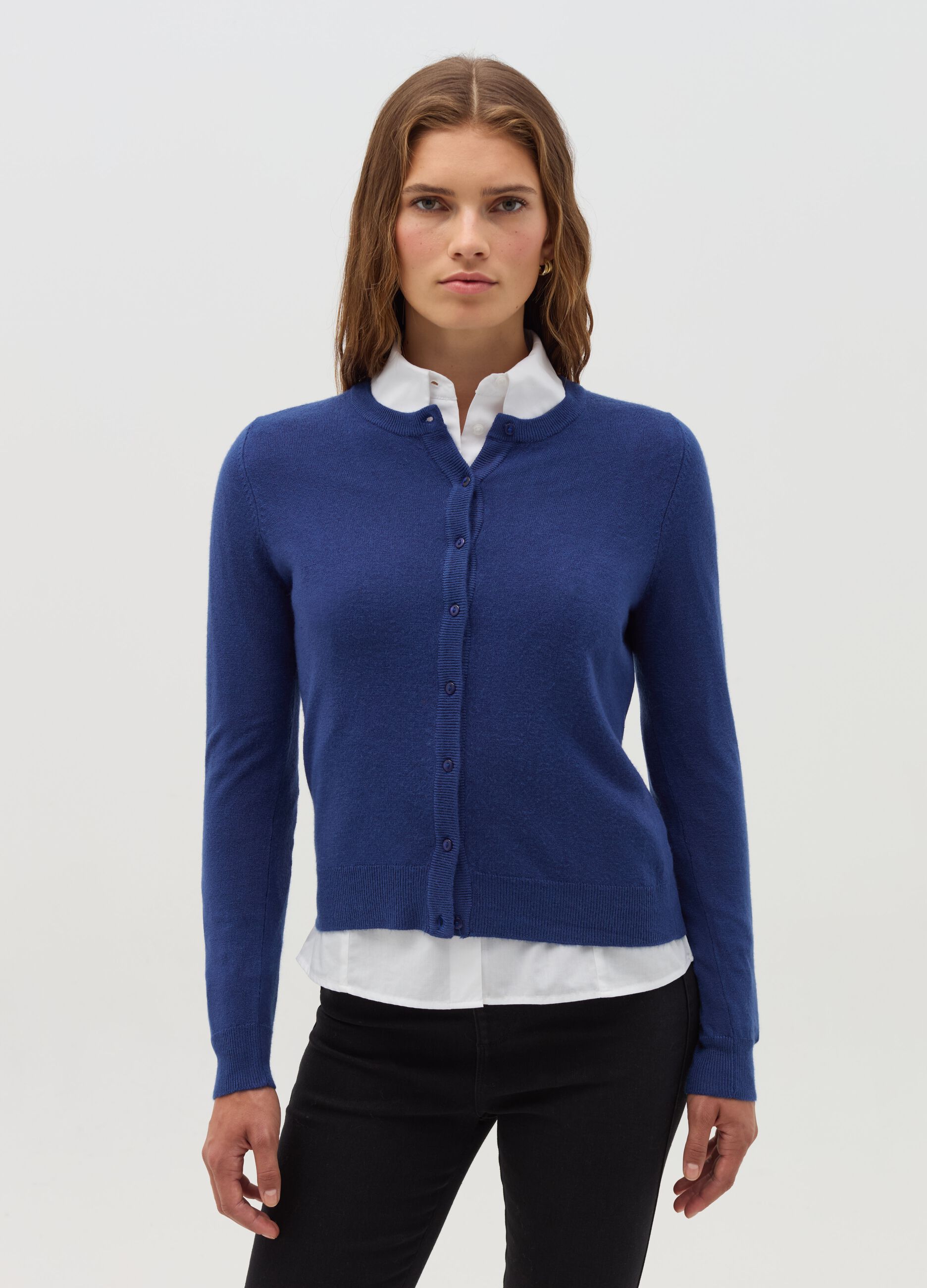 Cardigan with round neckline