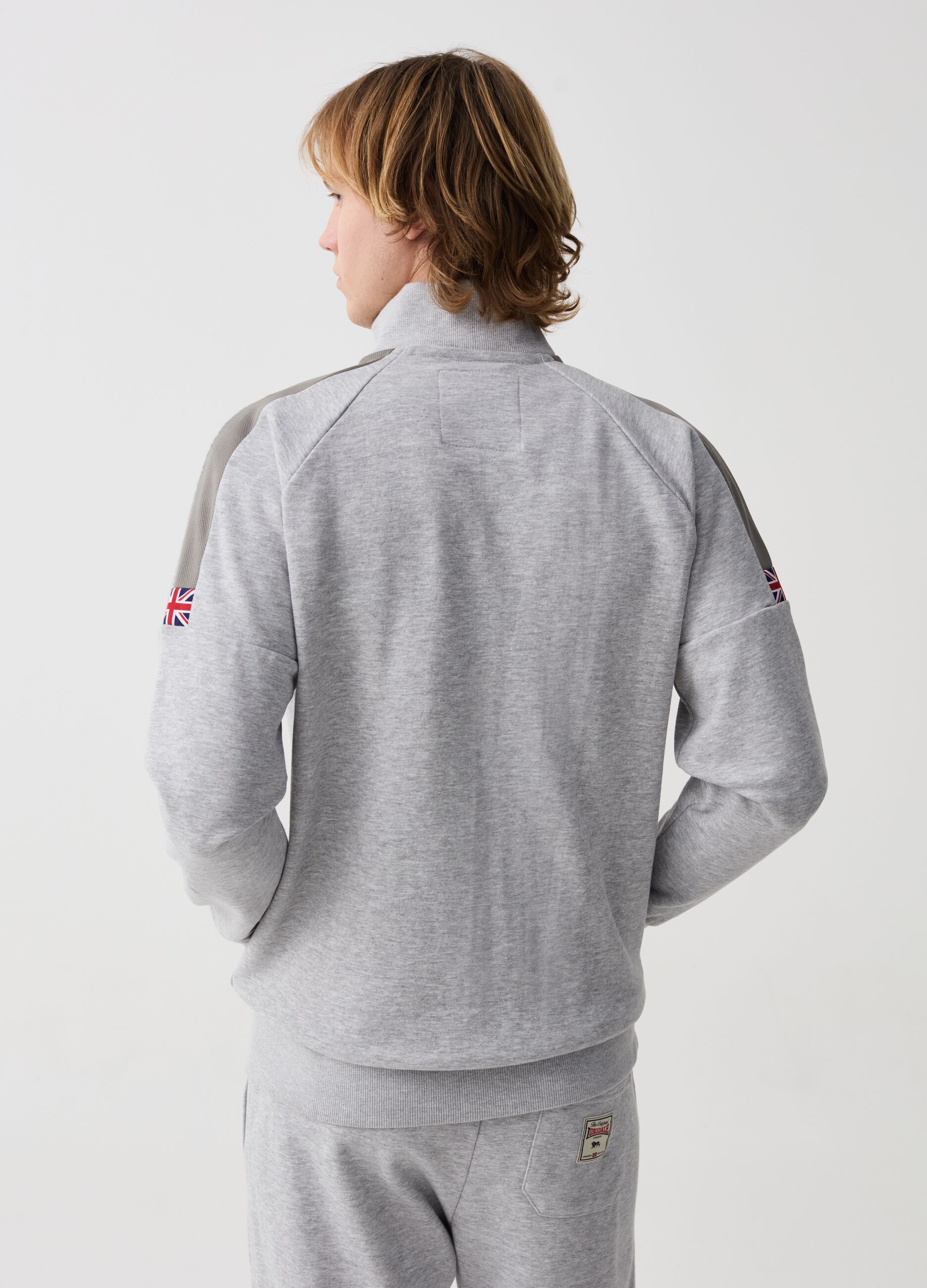 Full-zip fleece sweatshirt with logo embroidery