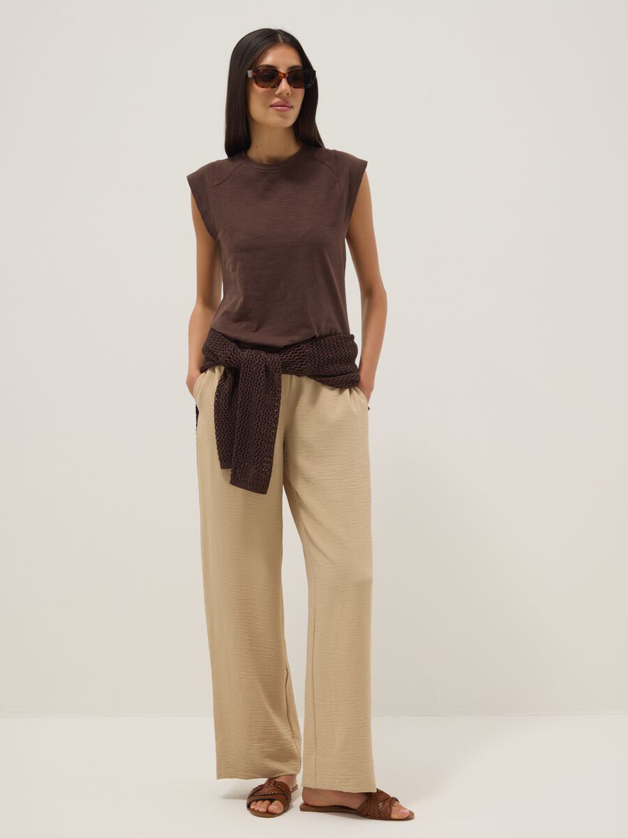 Brown regular fit pure cotton short sleeve T-shirt_2