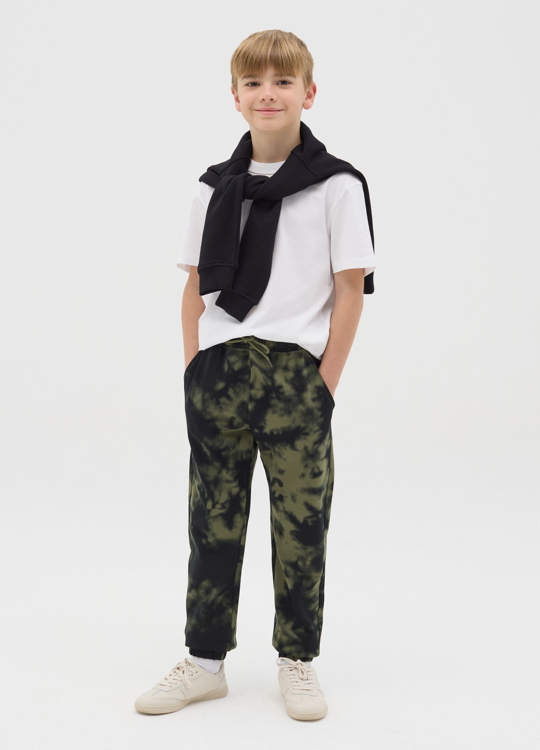 Tie-dye cotton joggers with drawstring