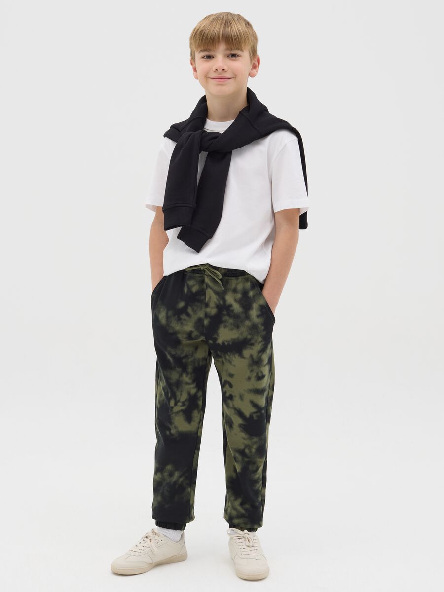 Tie-dye cotton joggers with drawstring_1