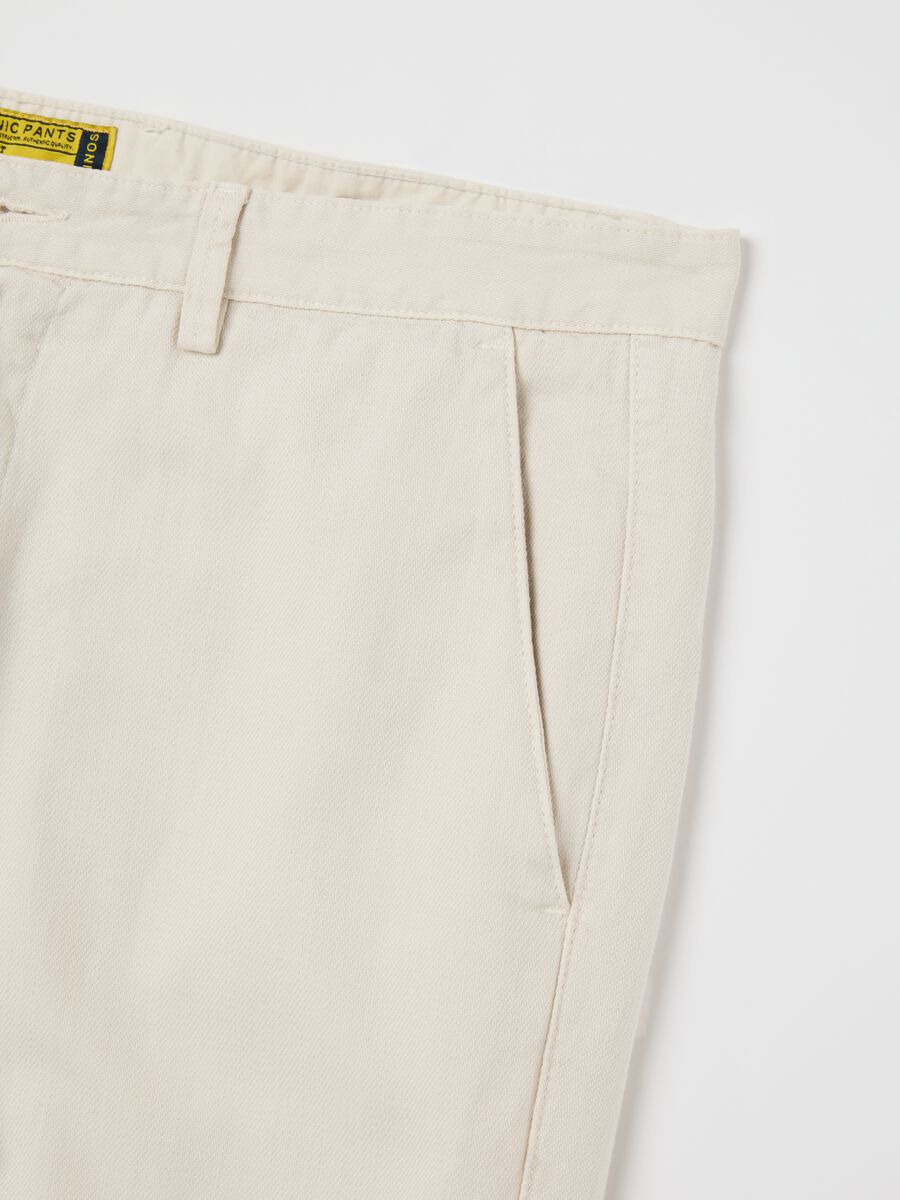 Ovs Beige Cotton Chino Trousers_5