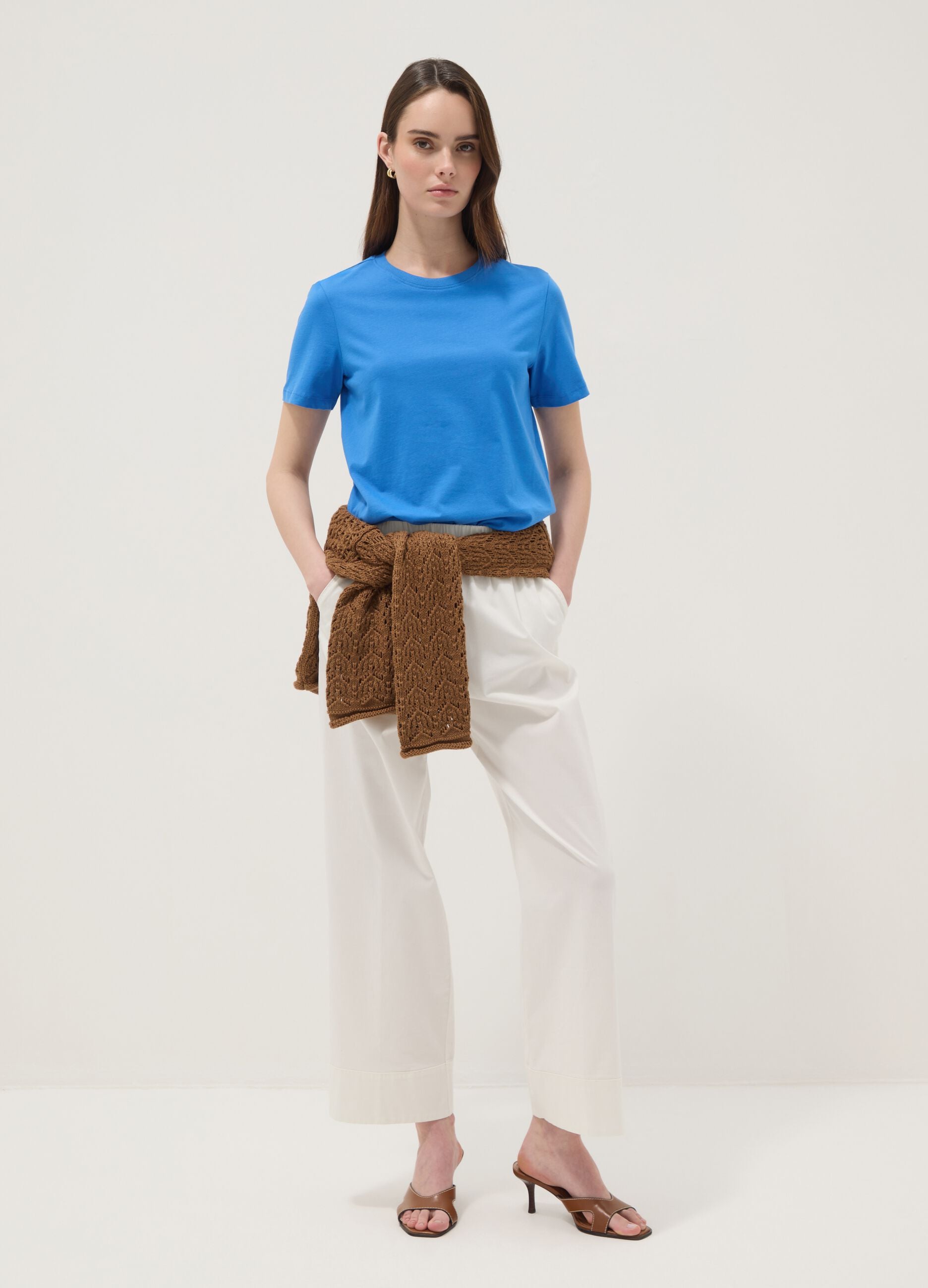 Blue short-sleeve organic cotton T-shirt