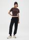 Black cotton blend regular fit trousers_0