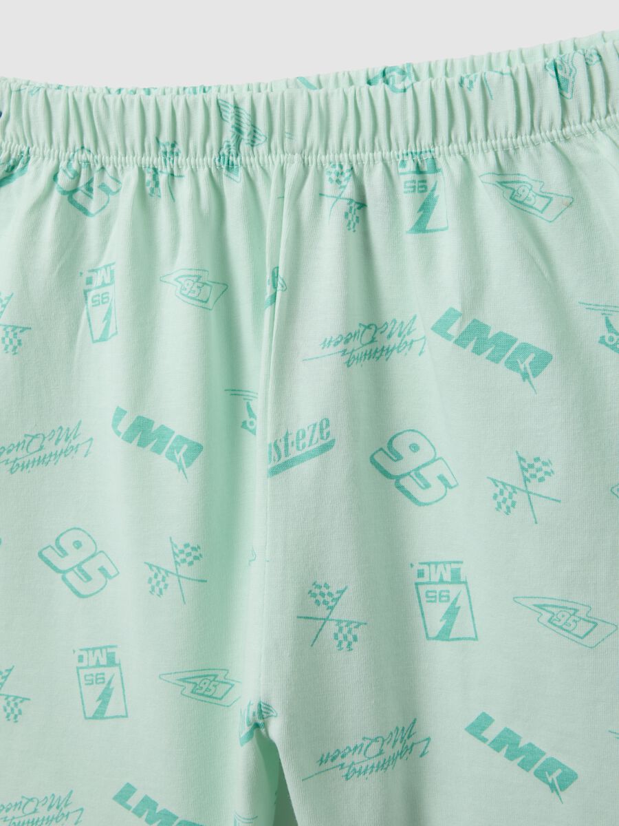 Children's green short pyjamas in pure cotton, regular fit with prints_3