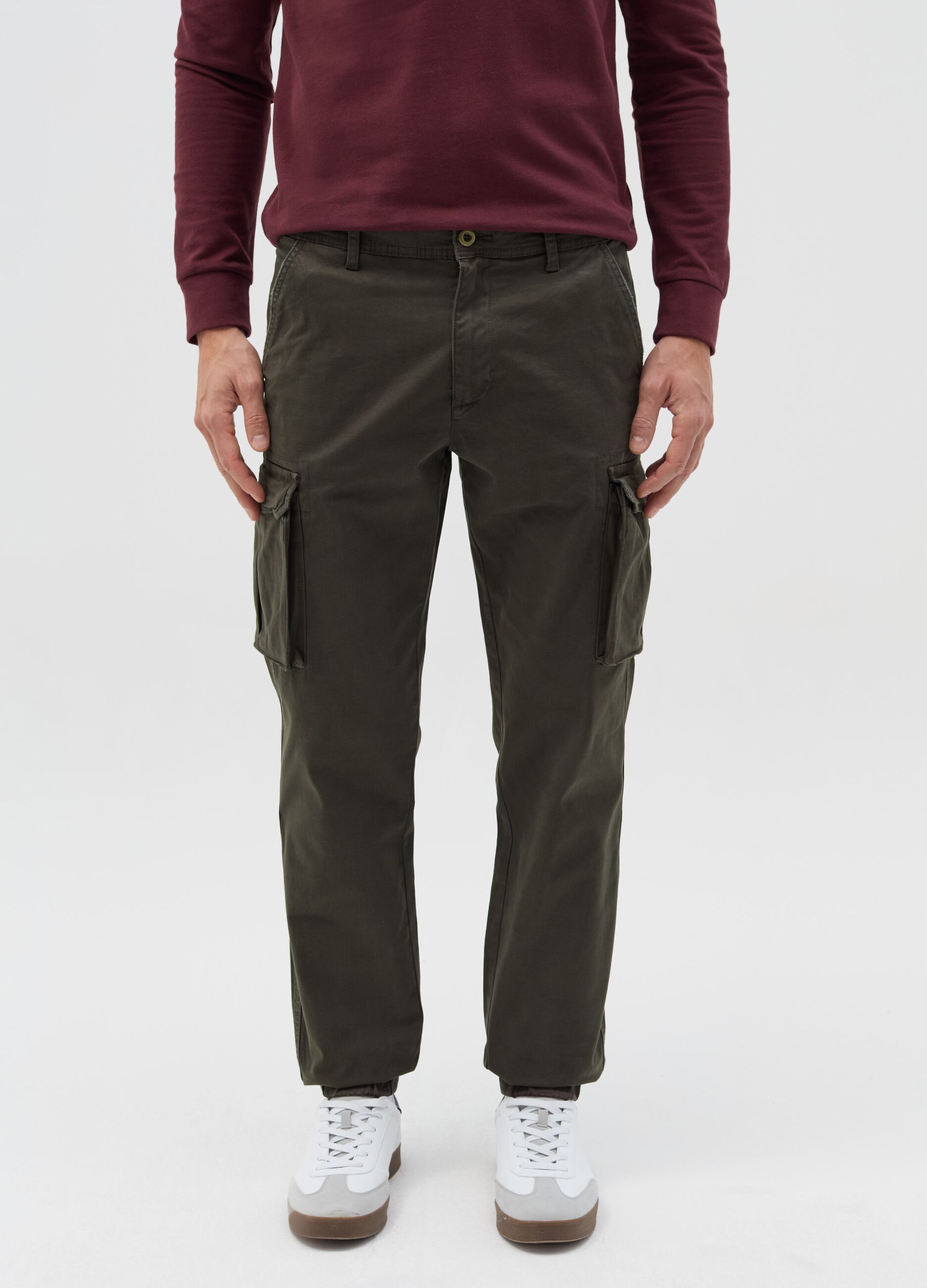 Pantaloni cargo in cotone stretch